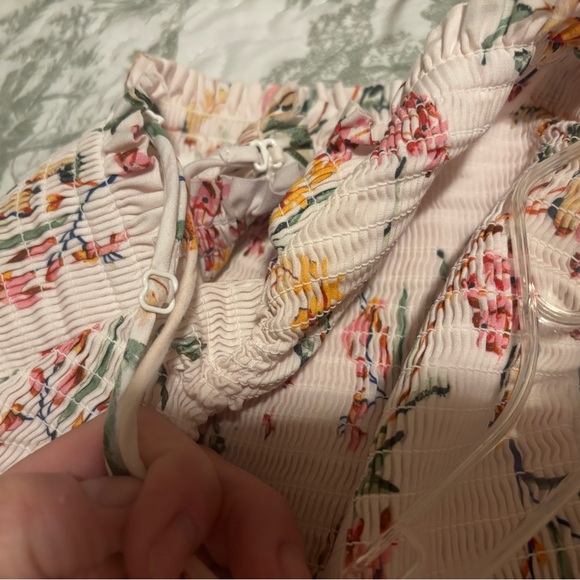 H&M sz Medium ladies floral smocked sundress straps or strapless feminine pink - Picture 14 of 15